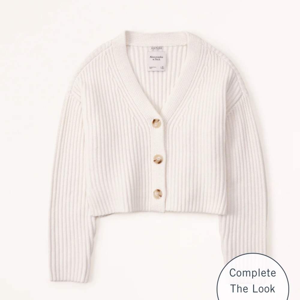 Merino Wool-Blend Ribbed Cardigan